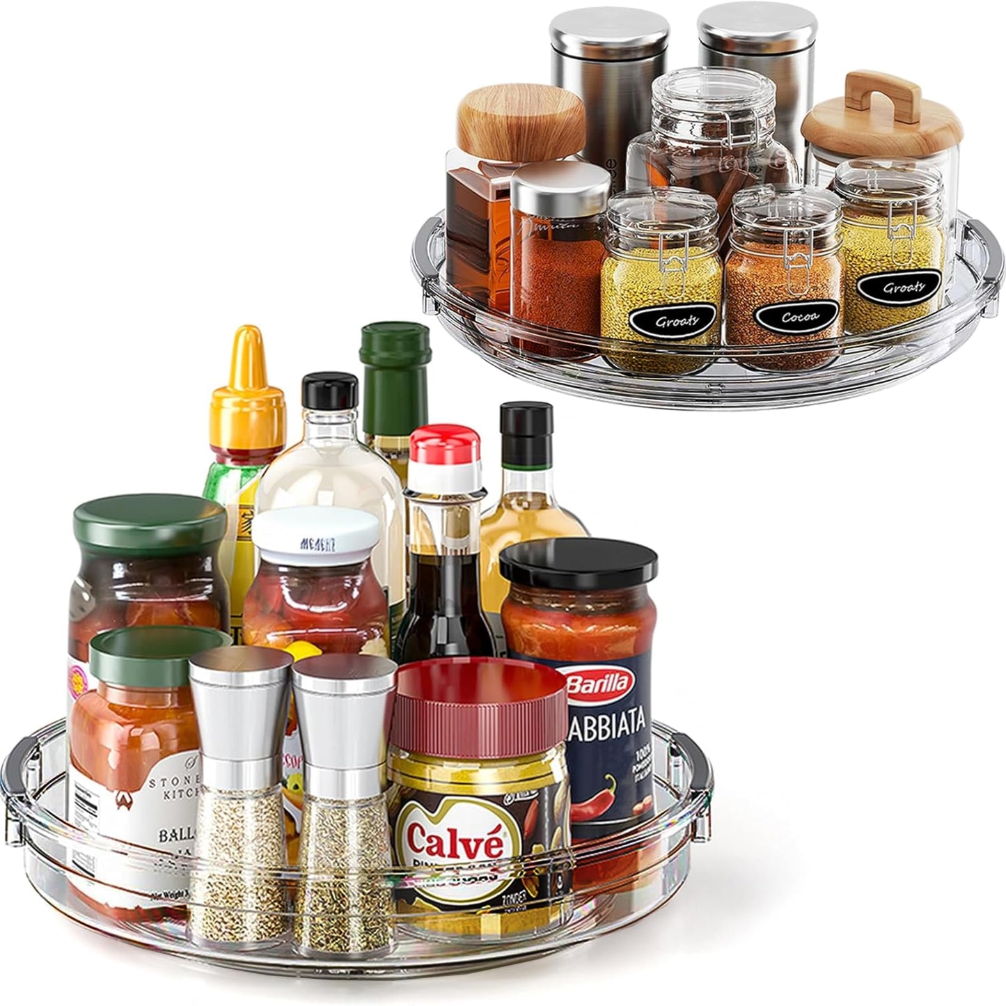 LAMU 3 Pack Lazy Susan Organizer Turntable for Cabinet, Rotating Condiment Organizer for Kitchen Pantry Organizers and Storage, Table Top, Fridge, Countertop, Spice Organization, 9.25'' 10.6'' 12''