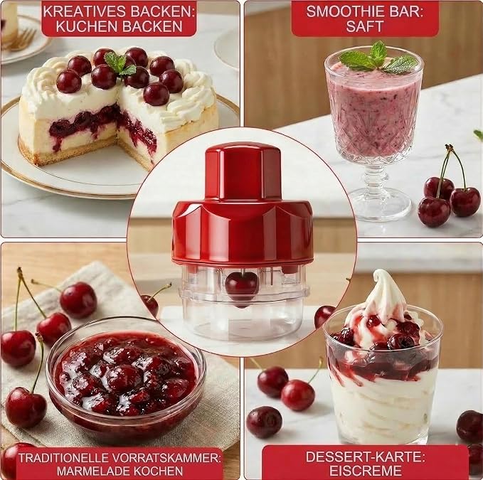 7-in-1 Cherry Pitter Tool - Portable Push-Down Cherries Seed Remover, No Handle Design for Kitchen, Picnics