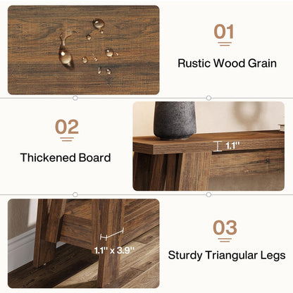 Tribesigns 41.3" Farmhouse Console Table, 2-Tier Wooden Entryway Table with Storage, Rustic Narrow Behind Couch for Living Room, Hallway, Foyer, Rustic Brown