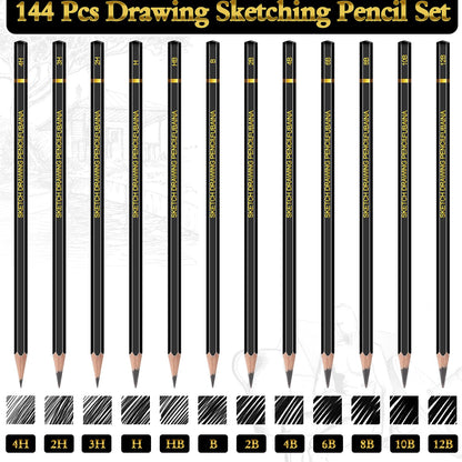 Humyoun 24 Pcs Top Spiral Bound Sketch Pad with Drawing Pencils Set, 5.5 x 8.5 Inch Sketchbook, 68lb(100gsm) Thick Paper, Charcoal & Graphite Pencils (12B-4H) for Shading, Artists & Beginners