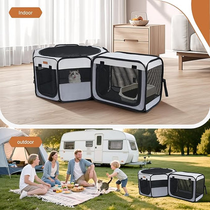 Want to Give Your Kittens & Puppies a Safe, Independent Space? Try Lekereise: 47"×16" Portable Cat Playpen, 2-in-1 Dog Playpen, Independently Usable, with a Carry Bag. Play Freely Anywhere!