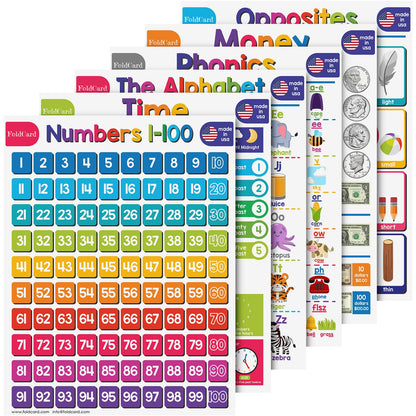 Advanced Bundle – 6 Educational Posters – Classroom and Homeschool Learning Chart Decorations and School Supplies Materials, Preschool to Grade 3 | Printed on Durable, Glossy Cardstock | 8.5" x 11"