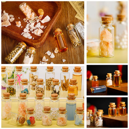 Blcculi 200 Pcs Mini Glass Bottles with Wood Cork Stoppers, 10ml Clear Vials for DIY Art, Wedding Decorations, Party Favors