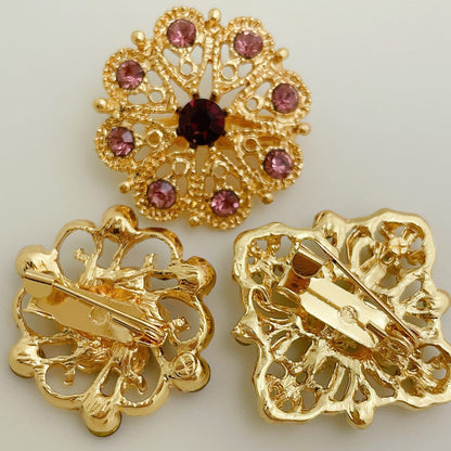 MEEJOA Brooches and Pins for Women Fashion, Multicolor Rhinestone Crystal Flower Brooch Pins for Crafts and DIY Wedding Bouquet Small Brooches Set