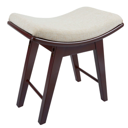 URFORESTIC Oak Wood Vanity Stool, Modern Makeup Dressing Stool with Concave Seat Surface,Capacity 300lb, Easy Assembly (Brown)