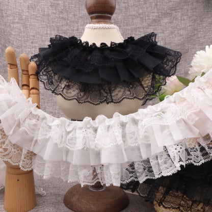 White Ruffle Lace Trim Elastic Trim for Bridal Wedding Decoration Sewing and Crafts (AIETSYEI)