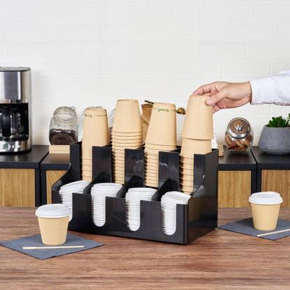 Restaurantware Restpresso Coffee Bar Organizer, 1 Count Durable 8 Compartments, Compact Size, Black Plastic Tabletop Coffee Supplies Organizer For Homes, Office Spaces, Breakrooms, and Lounges