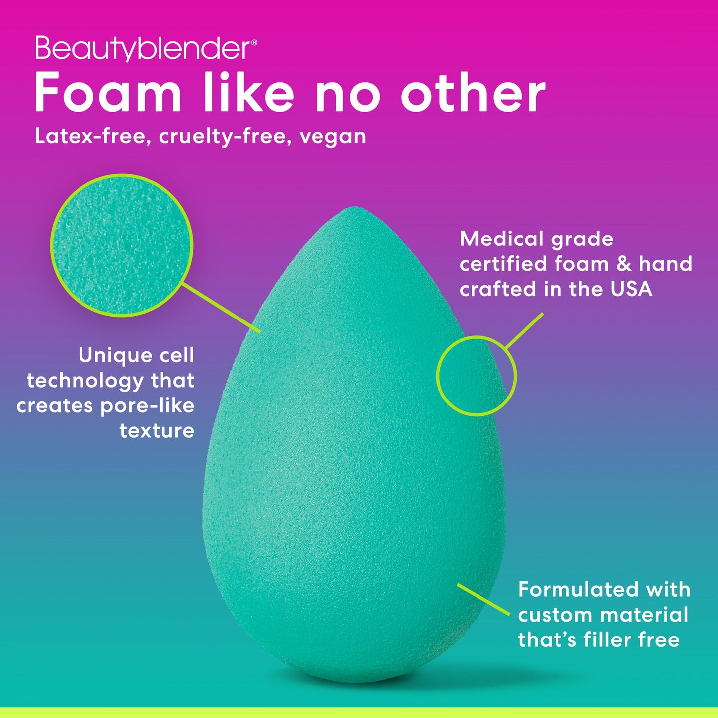 Beautyblender® | Bubble Blender Makeup Sponge | Blend Liquid Foundations, Powders and Creams | Streak Free Application | Vegan, Cruelty Free | Made in USA