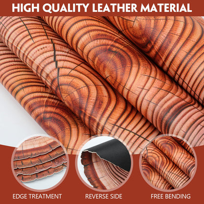 Remerry Leather Wooden Slice Placemats Set of 6, 13.8'' Round Rustic Charger Plates Wood Slices Place Mats Farmhouse Table Mats for Wedding Table Decoration Kitchen Dining Waterproof