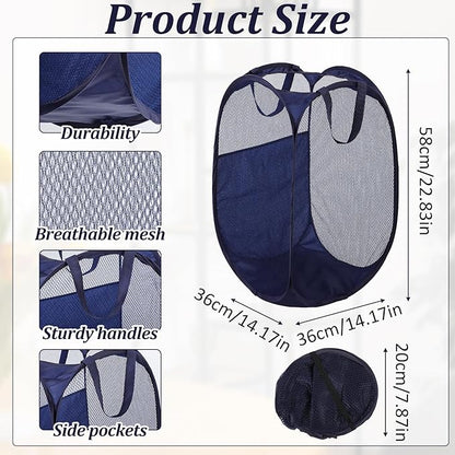 6Pcs Pop up Hampers for Laundry Foldable Mesh Laundry Hamper Baskets
