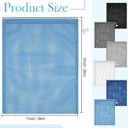 Frienda 6 Pieces Mesh Stuff Sack, 11 x 15 Inch Durable Nylon Drawstring Laundry