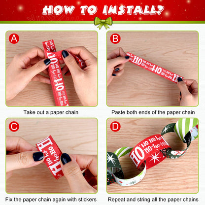 ASTARON 600pcs Christmas Paper Chains Festive Printed Creative Paper Decorations