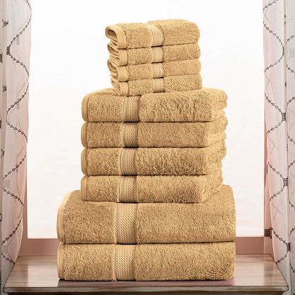 Superior Egyptian Cotton Solid Towel Set, Washcloths 13” x 13”, Hand Towels 20”