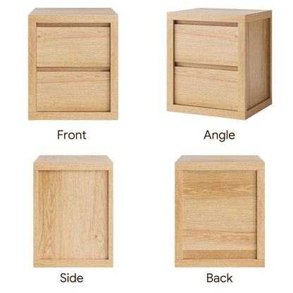 Cozy Castle Nightstand with 2 Drawers, Modern Bedside Table with Handless Design, Wood End Table with Thickened Design, Night Stand for Bedroom, Oak