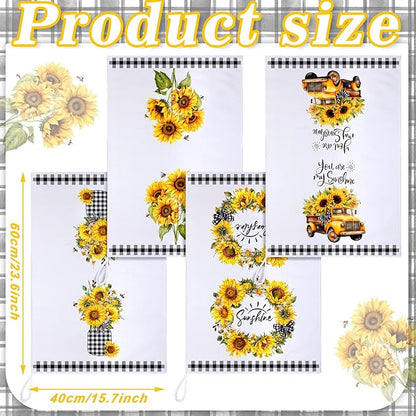 Geyoga 6 Pcs Spring Floral Kitchen Towels Flamingo Dish Hand Towels Sunflower
