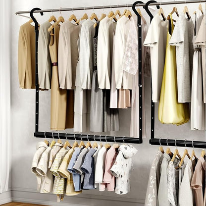 STORAGE MANIAC Adjustable Closet Rod Hanging Clothes Heavy Duty Closet Extender