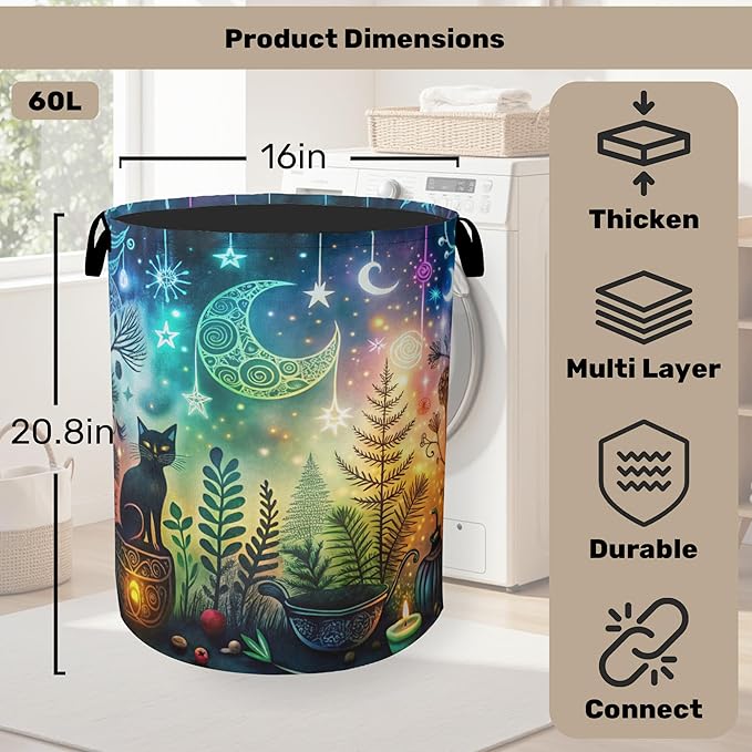 Gothic Black Cat Halloween Laundry Basket
