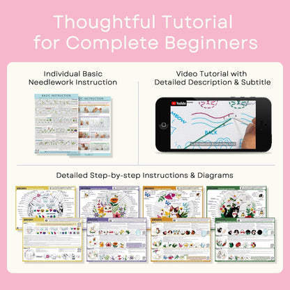 Embroidery Kit for Beginners, 4 Sets Cat Embroidery Kits, Needle Point Kits for Adults Beginner, with Full Package Sewing Supplies and Detailed Easy-to-Follow Instructions, Gift for DIY Lovers