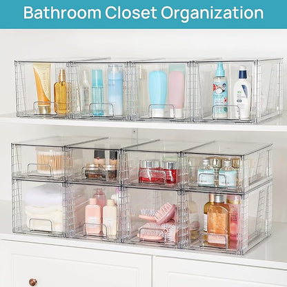 Vtopmart 4 Pack Large Stackable Storage Drawers, Easily Assemble Acrylic