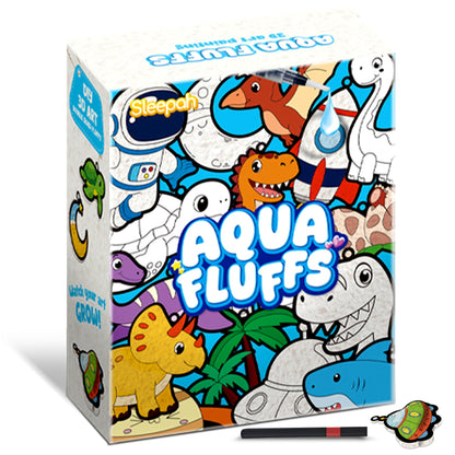 Aqua Puffs Fluffs Mess-Free 3D Art Puffs Kit for Kids Double-Sided Water-Activated Craft with Dinosaur & Space Designs, No Glue or Paint, Creative Activity for Boys & Girls Ages 3–8 Dinosours & Space
