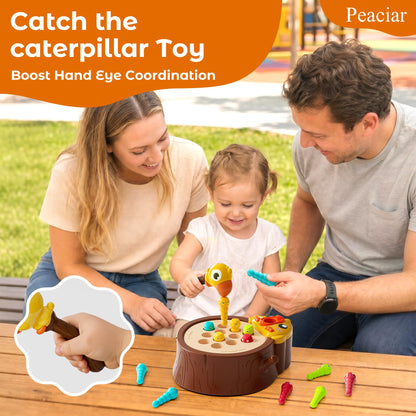 Peaciar Magnetic Bird Feeding Game - Woodpecker Worm Toy, Montessori Bug Hunt Toys for Kids Ages 3-5, Fine Motor Skills and Sensory Toddler Toys, Educational Learning Gift for Boys and Girls