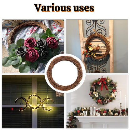 Yiksonyo 7 Pcs 10 Inch Natural Grapevine Wreath, Natural Rattan Wreath,Hand-Woven 10 Inch Vine Branch Wreaths, Perfect for DIY Crafts, Christmas Decorations, and Wedding Supplies
