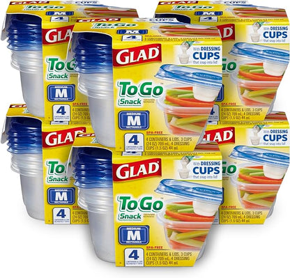 GladWare To Go Lunch Food Storage Containers | Easy to Use Glad Food Storage