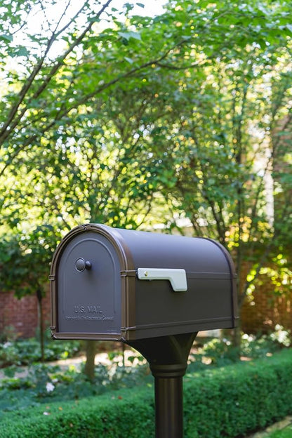Architectural Mailboxes Bellevue Galvanized Steel Post Mount Mailbox, Compatibility Code G, 5591RZ-10, Rubbed Bronze, Large Capacity