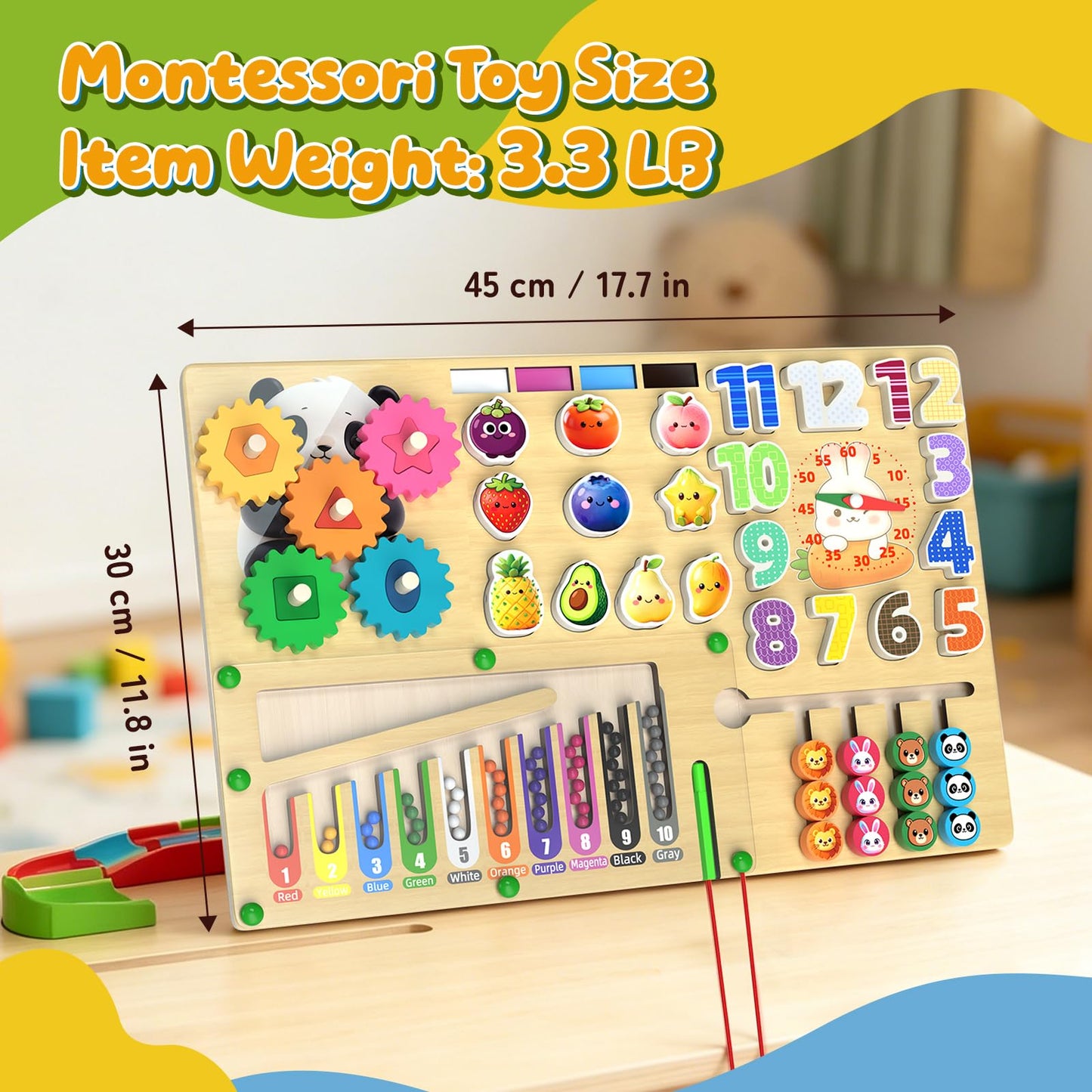 9-in-1 Montessori Busy Board Wooden Magnetic Maze Toy for 3+ Year Old Gift