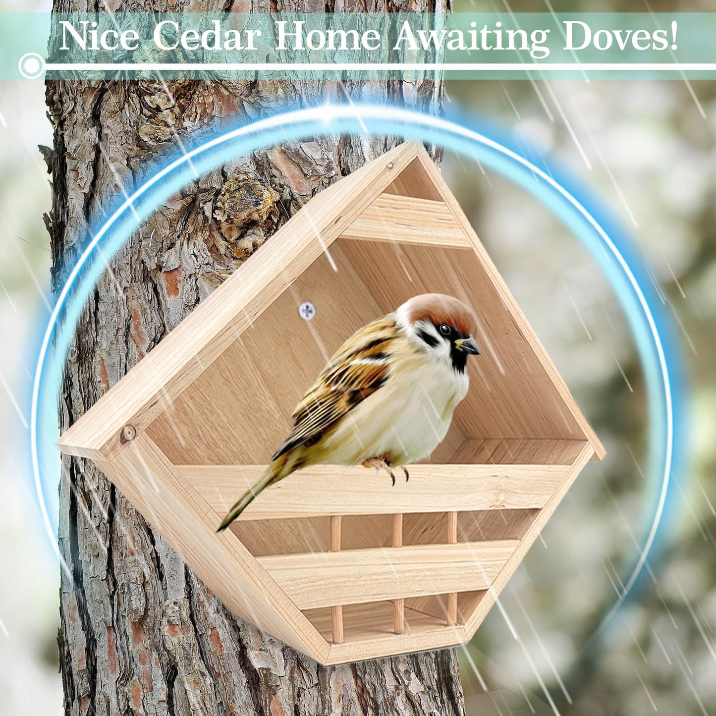 oyhqes Mourning Dove Nesting Box Cedar Wooden Birdhouses Shelter Triangular Opening Pigeon Roosting Platform for Outdoors Garden Yard Decor