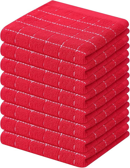 Mordimy 100% Cotton Terry Cloth Dish Cloths, Soft and Absorbent Checkered Dish