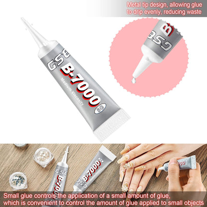 B7000 Glue Clear Adhesive Jewelry Bead B-7000 Glue for Jewelry Rhinestone DIY Cell Phone Repair Clothes Glass Metal Stone Beads Wooden Small Part Item(5ml, 40 Pcs)