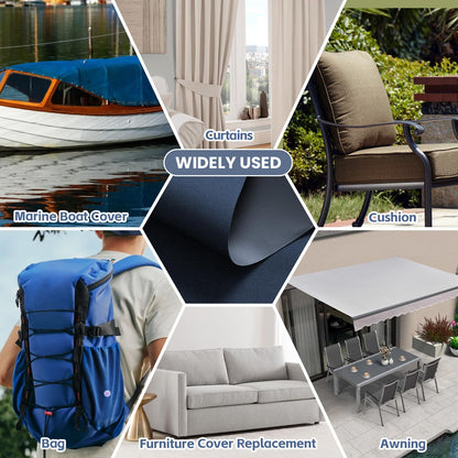 Waterproof Marine Canvas Fabric by The Yard 58"W 600D PVC Backing Water-Resistant Polyester Fabric Upholstery Material for Outdoor Indoor Marine Awning Tent Boat Furniture Cover DIY, 1 Yard Navy Blue