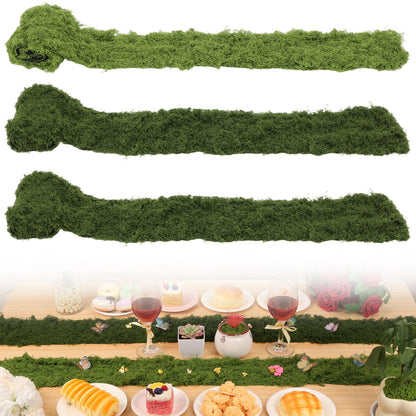 LifeisLuck Fake Moss Roll Table Runner, Artificial Moss Sheet 4’’Wx47’’L, Dark Green and Light Green Moss Mat for Table, Wedding, Christmas, Garden, Craft, Home Décor