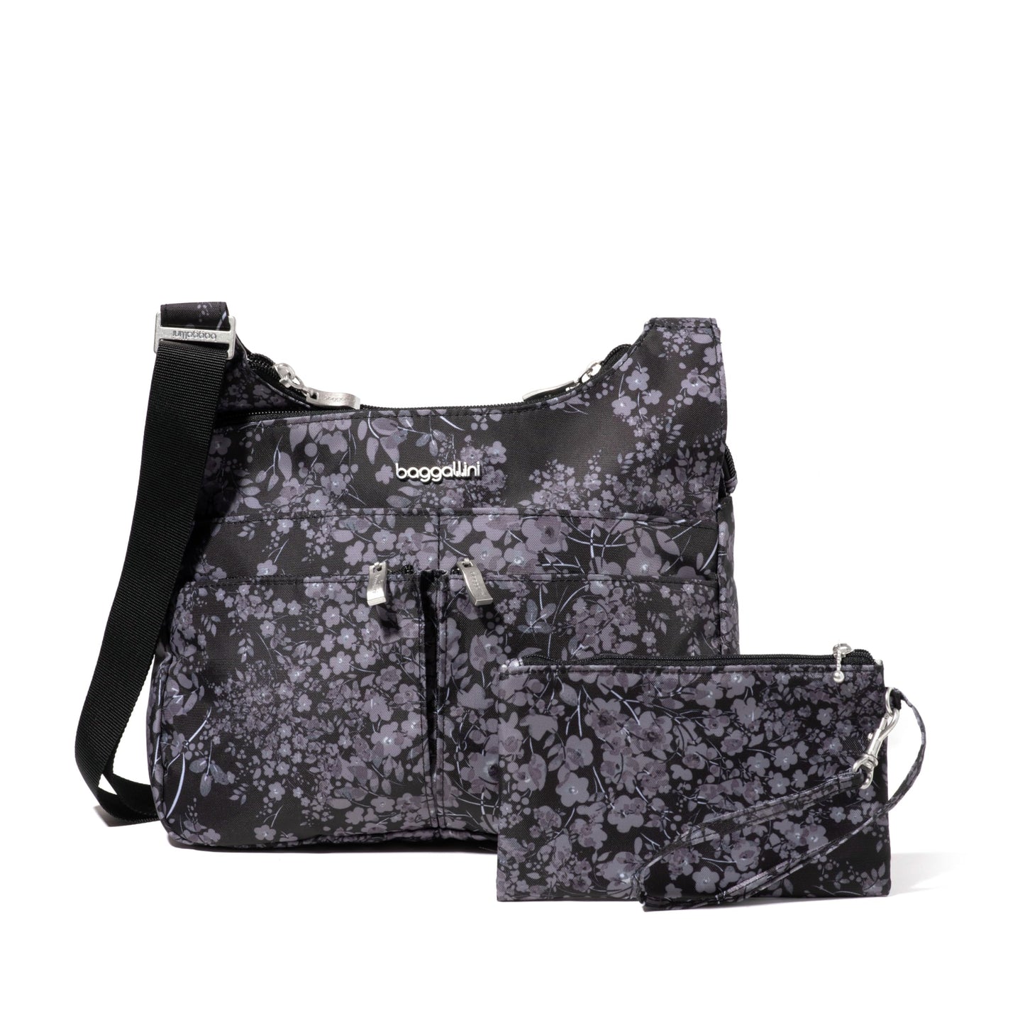 Baggallini Cross Over Crossbody Women 11x8.5 Medium Travel Bag Lightweight Water-Resistant Nylon Organized Handbag Purse