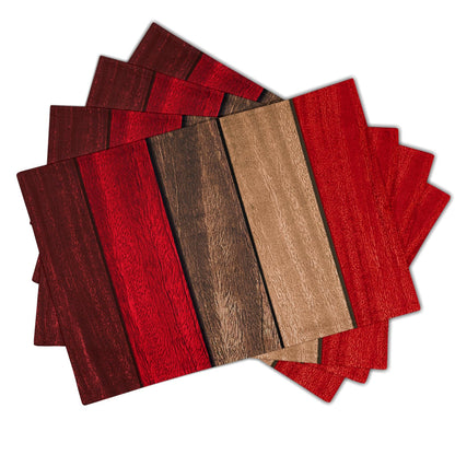 Giwawa Rustic Wood Placemats Set of 4- Retro Red Brown Wooden Board Linen Place Mat 12x18 Inch- Farmhouse Country Style Washable Heat Resistant Table Mats for Kitchen Dining Cabin Decor