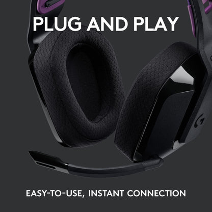 Logitech G535 Lightspeed Wireless Gaming Headset - Lightweight on-Ear Headphones, flip to Mute mic, Stereo, USB Rechargeable - Black