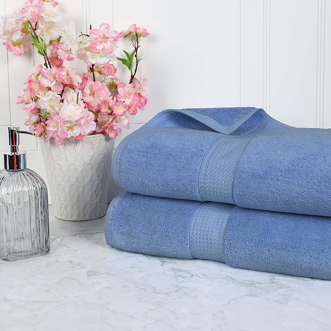 SUPERIOR Egyptian Cotton Pile Bath Sheet Set of 2, Ultra Soft Luxury Towels