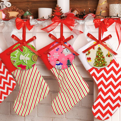 Patelai 15 Pieces Christmas Sublimation Ceramic Ornaments 3.15 Inch Round White Ceramic Christmas Ornaments DIY Blanks with Red Satin Ribbon Decoration