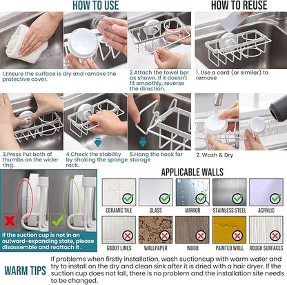 TAILI 4-in-1 Sponge Holder for Kitchen Sink