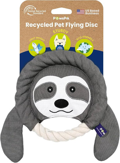 PAWSPIK Flying Disc Tug-of-War Toy, Eco-Friendly Recycled Material, Squeaker Toy for Medium and Large Dogs, for Throwing & Fetching 8.5" Diameter (Sleepy Sloth)