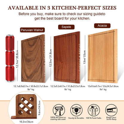 Hoforife 3-Piece Wooden Cutting Boards Set Like Books Wood & Brown