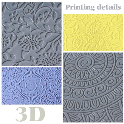 DoubleFill 12 Pcs Polymer Clay Texture Sheets Mat Works with Polymer Clay Cutter Embossin Roller DIY Tools for Pottery Earrings Jewelry Making DIY Craft Supply