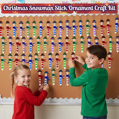 4E's Novelty Christmas Snowman Stick Ornament Craft Kit (12 Pack) Bulk Christmas Crafts for Kids Toddlers 3-4 4-8 DIY Winter Arts and Craft Kit Activity Project