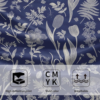 Blue Spring Floral Hand Towels for Bathroom Set of 2 Flower Leaves Vintage