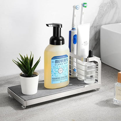 Wipe-Free Sink Organizer with Drying Stone, Instant Dry Sink Caddy Organizers