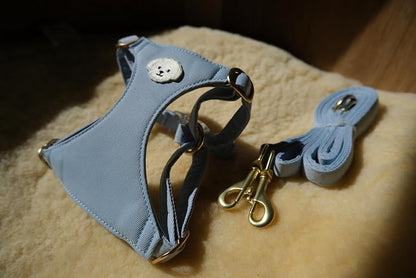 AetruffyPet 100% Cotton Dog Harness and Leash Set – Soft Breathable Vest for Small Dogs, Adjustable No-Choke Design, Lightweight Walking Set (XS/S/M) (Blue, XS)