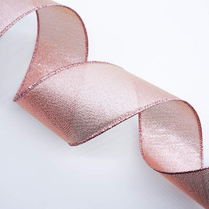 CT CRAFT LLC Metallic Diamond Wired Ribbon 2.5" x 10 Yards Rose Gold for Christmas Home Decor Bow Gift Wrapping DIY Crafts Wreath Garland Wedding