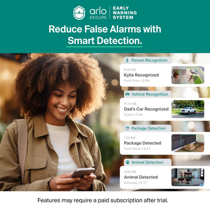 Arlo Essential Pan Tilt Security Camera 2K - Wired Plug-in Power Outdoor Camera, Person Recognition, Package Detection, Animated Preview, 1-Month Trial of Secure Plan, Auto Motion Tracking, 2 Cam