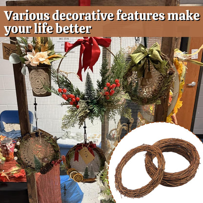 Yiksonyo 12 Pcs 8 Inch Natural Grapevine Wreath Set, Natural Rattan Wreath,Hand-Woven 8 Inch Vine Branch Wreaths, Perfect for DIY Crafts, Christmas Decorations, and Wedding Supplies